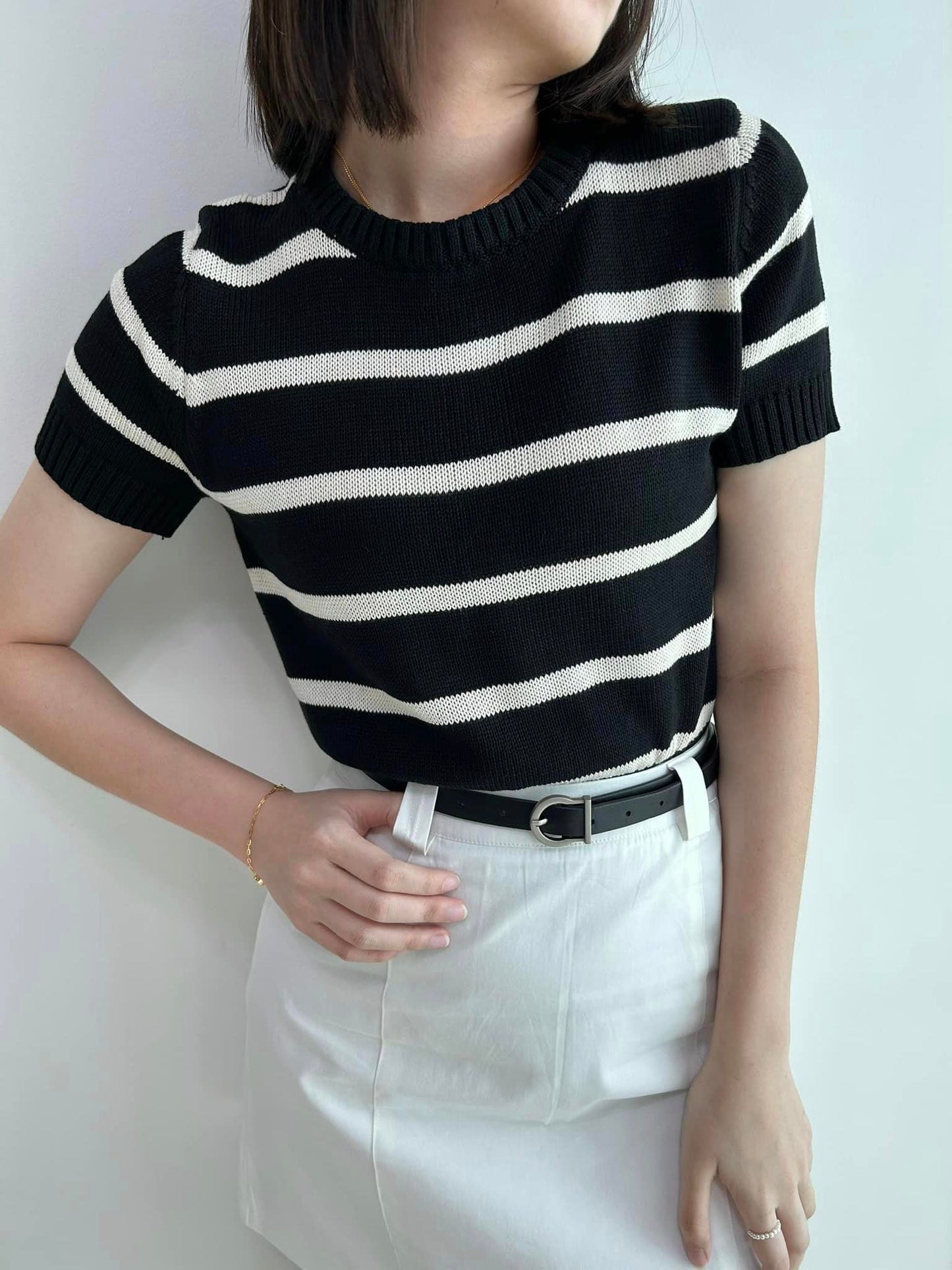 C45 White-striped Coarse Knit