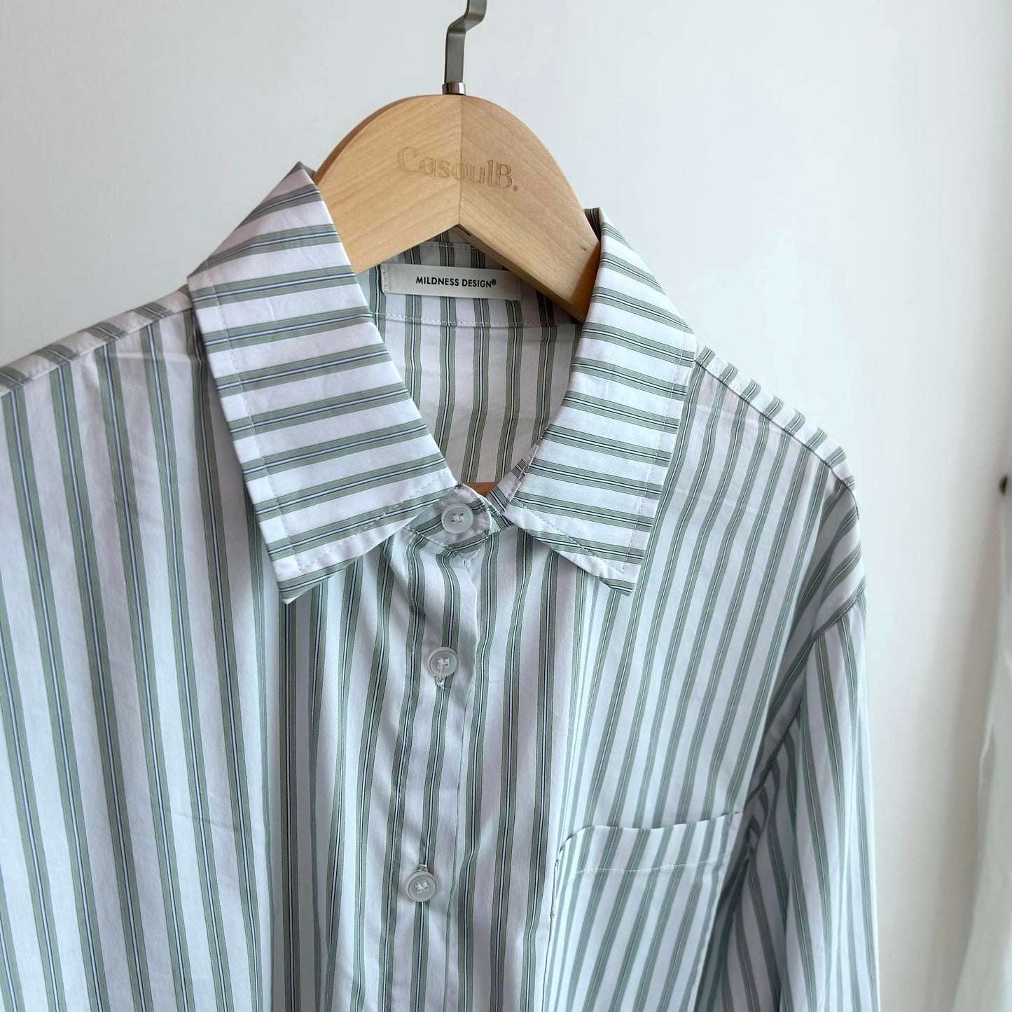 C72 Green Striped Oversized Blouse