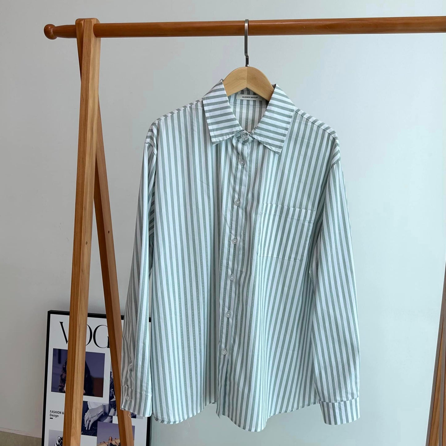 C72 Green Striped Oversized Blouse