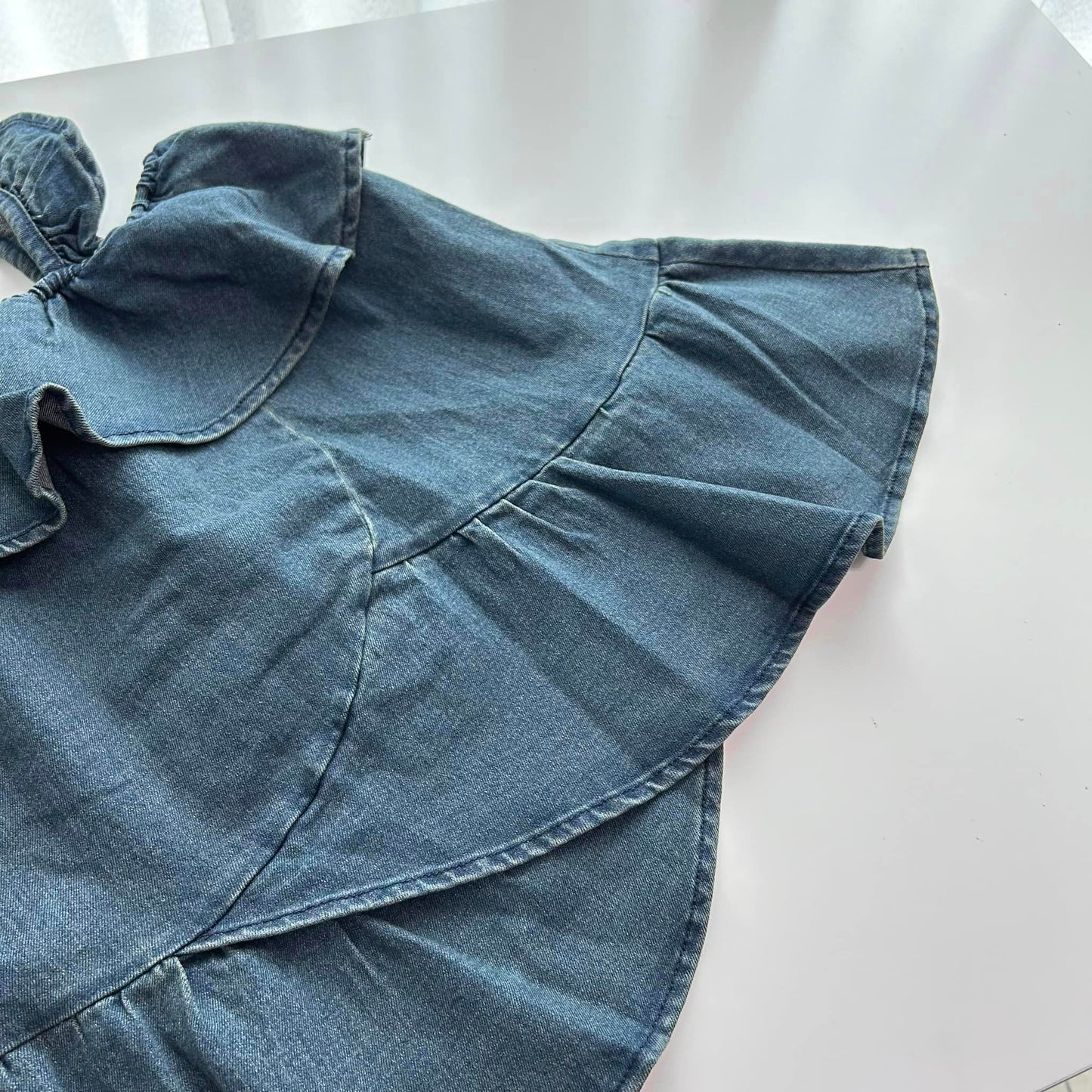 C815 Ruffle Denim Top