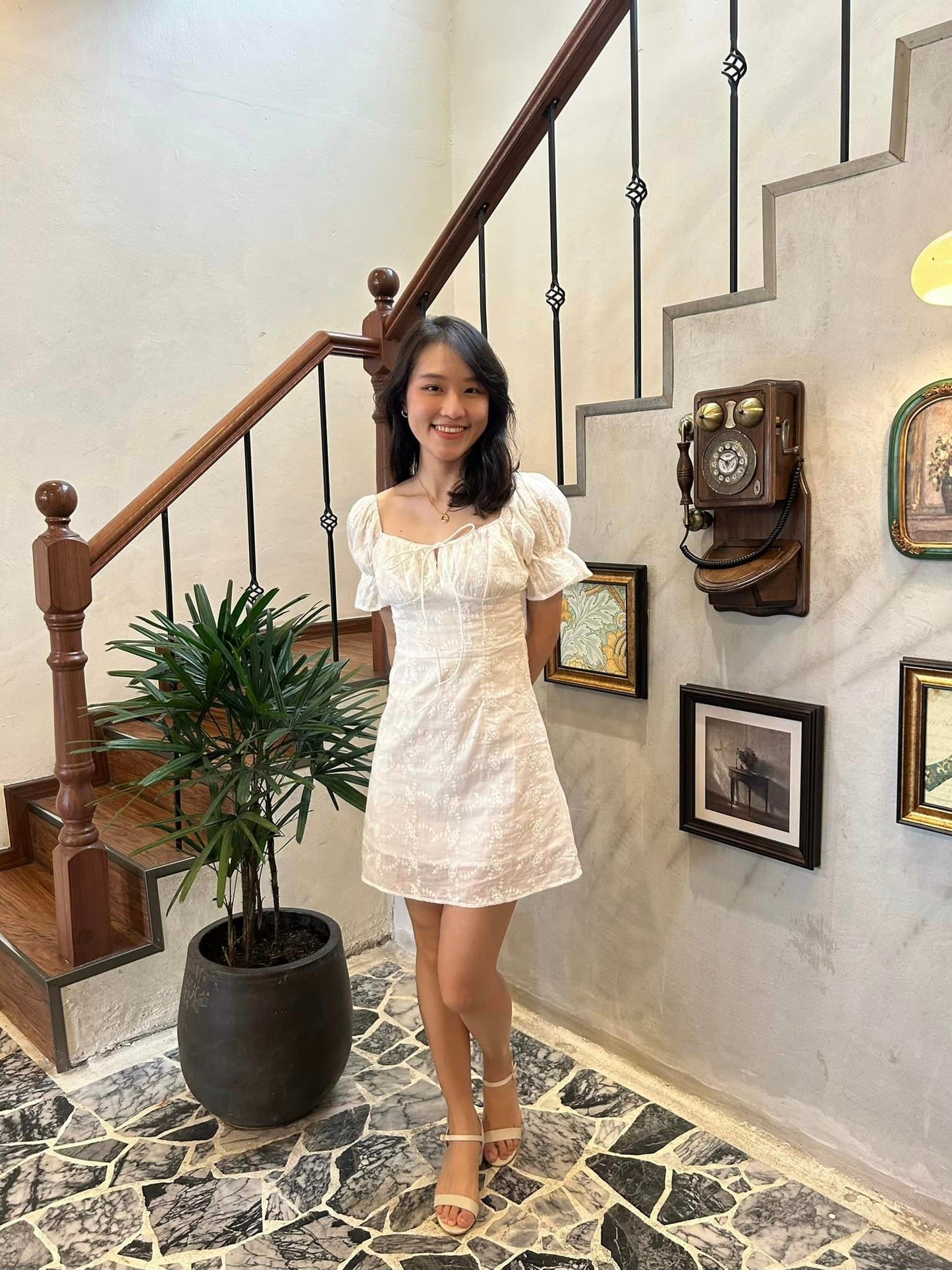 C819 White Embroidery Chic Dress