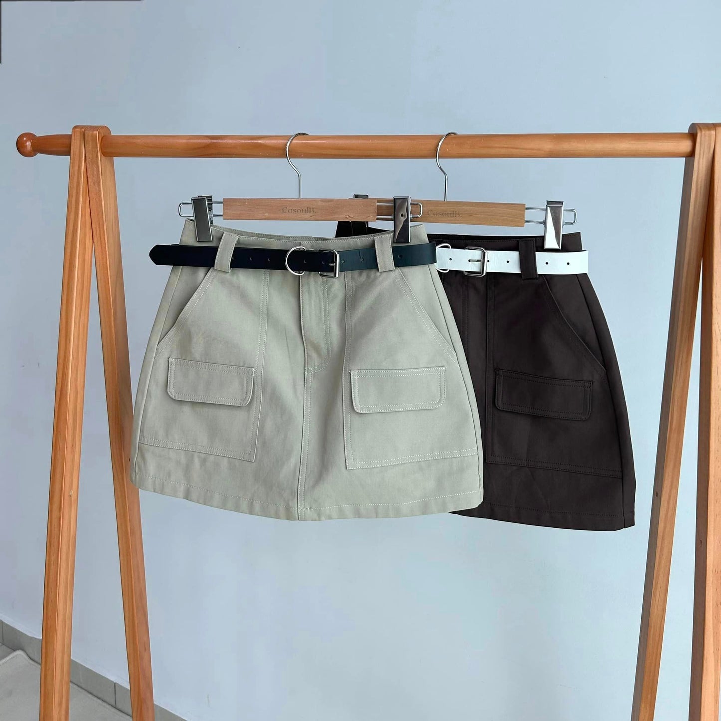 C817 Hazel A-lined Cotton Skirt (With Belt)