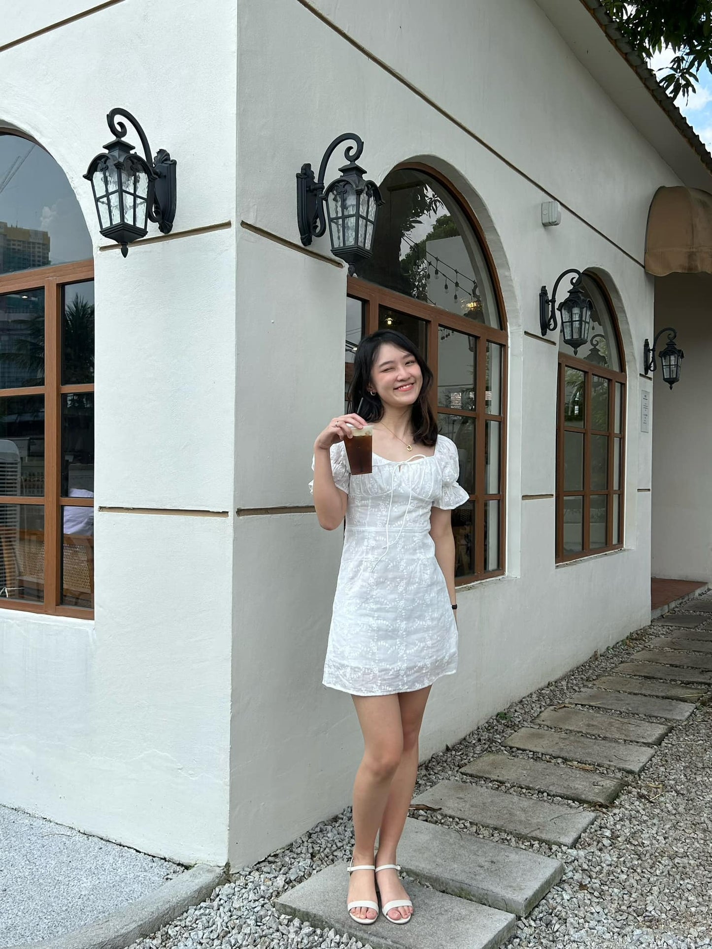 C819 White Embroidery Chic Dress