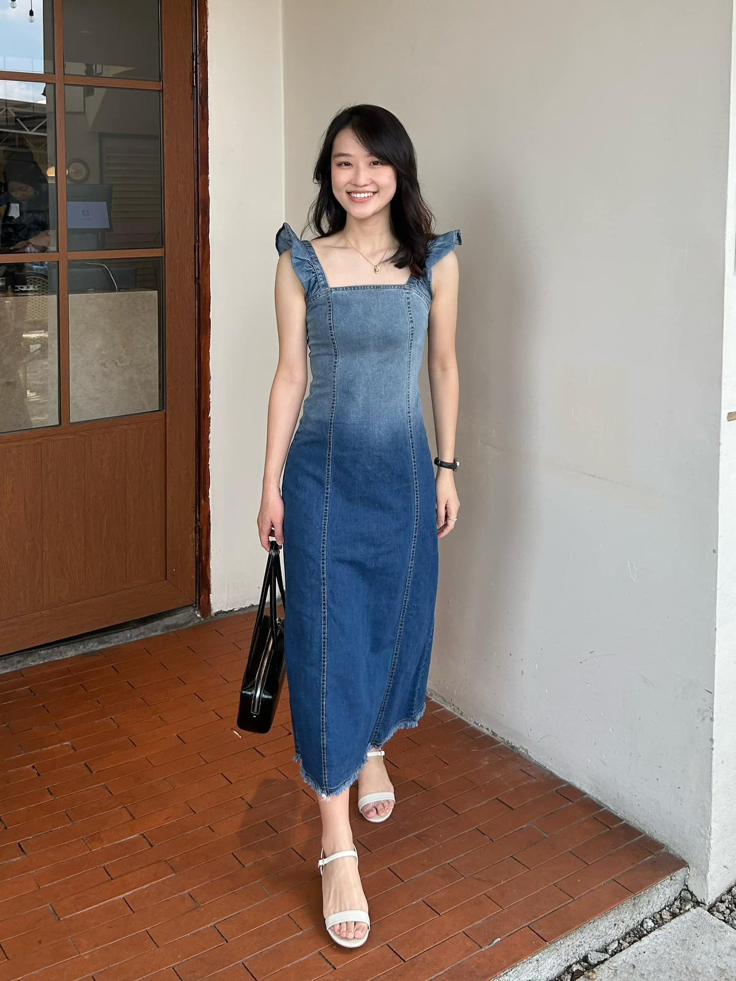 C91 Gradient Denim Long Slim Dress