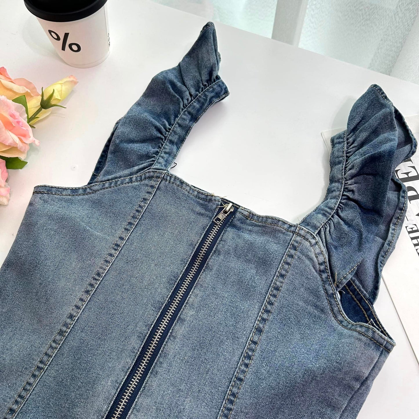 C91 Gradient Denim Long Slim Dress