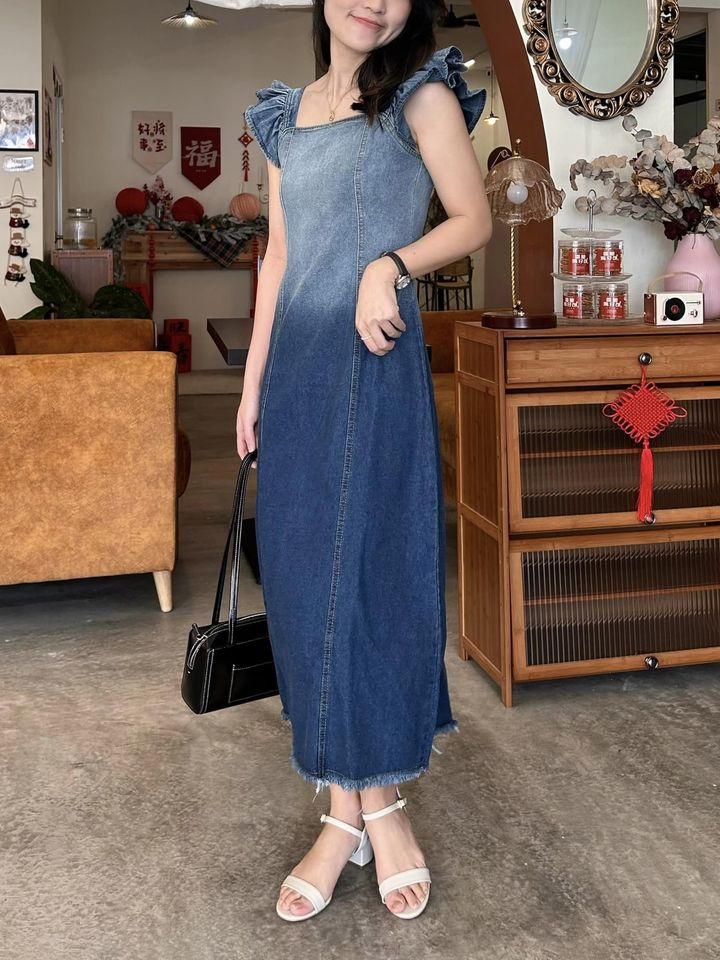 C1019 Gradient Denim Long Slim Dress (Improved version)