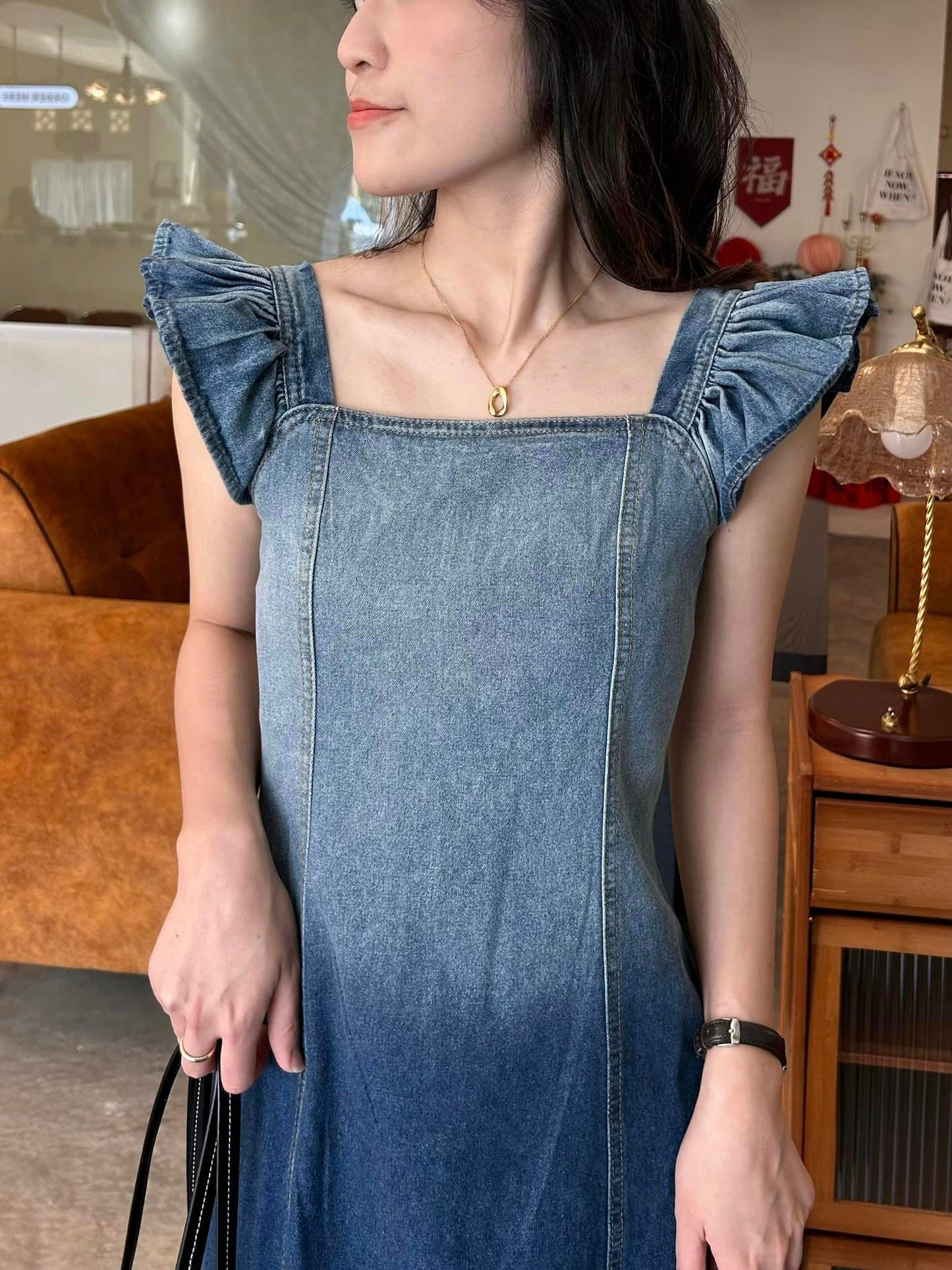 C1019 Gradient Denim Long Slim Dress (Improved version)