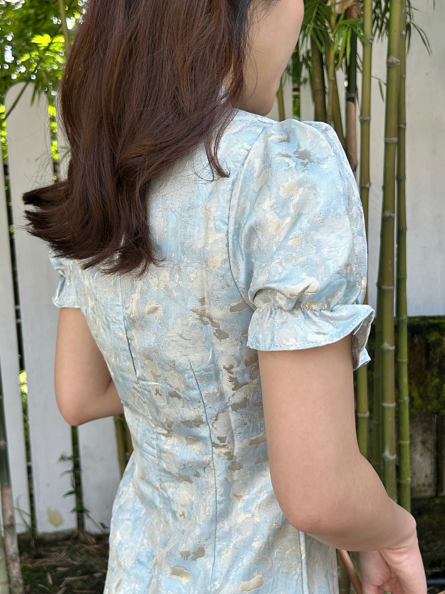 Blue Jacquard Neo Cheongsam