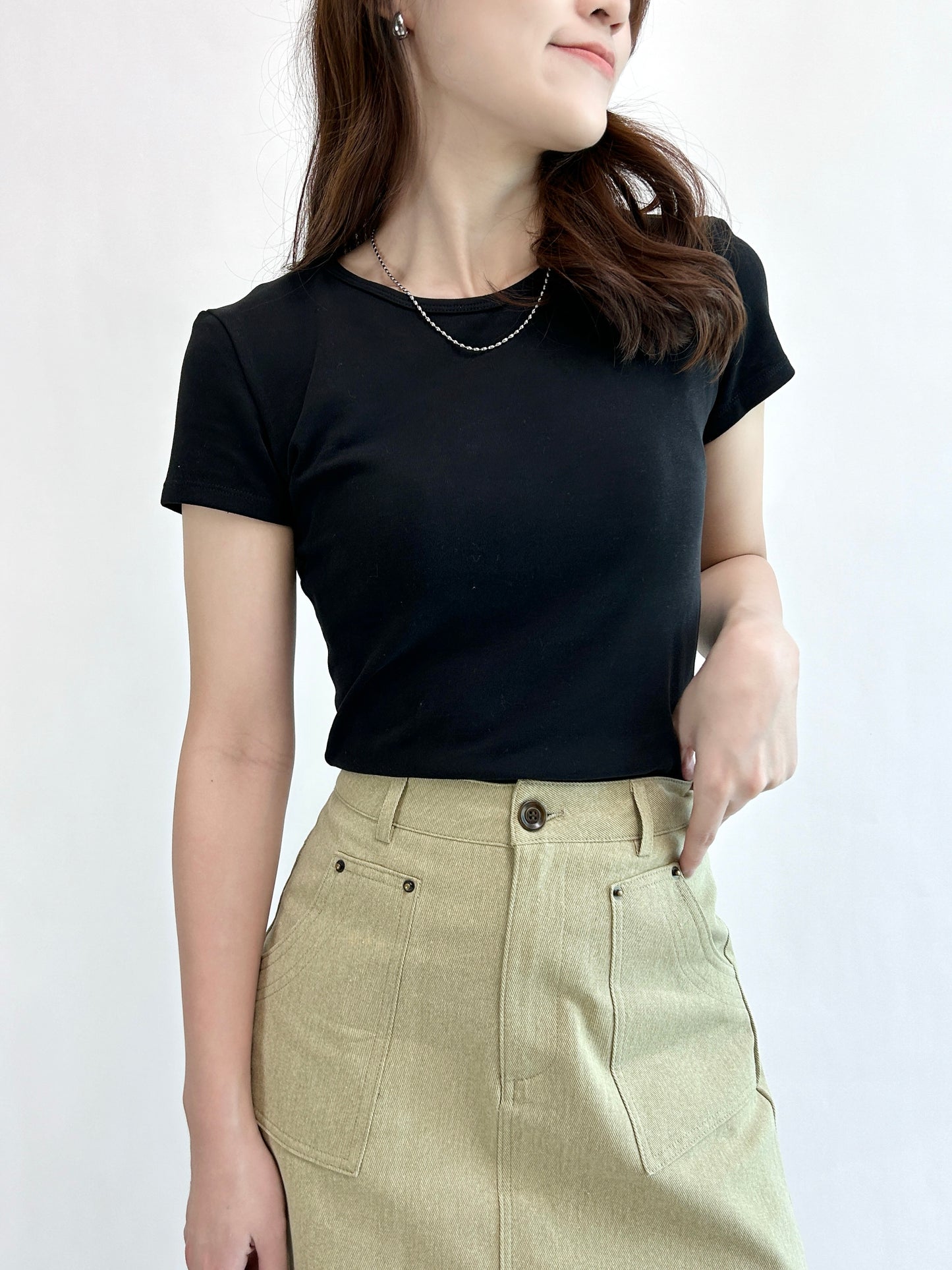 Slim-cut Cotton Plain Top