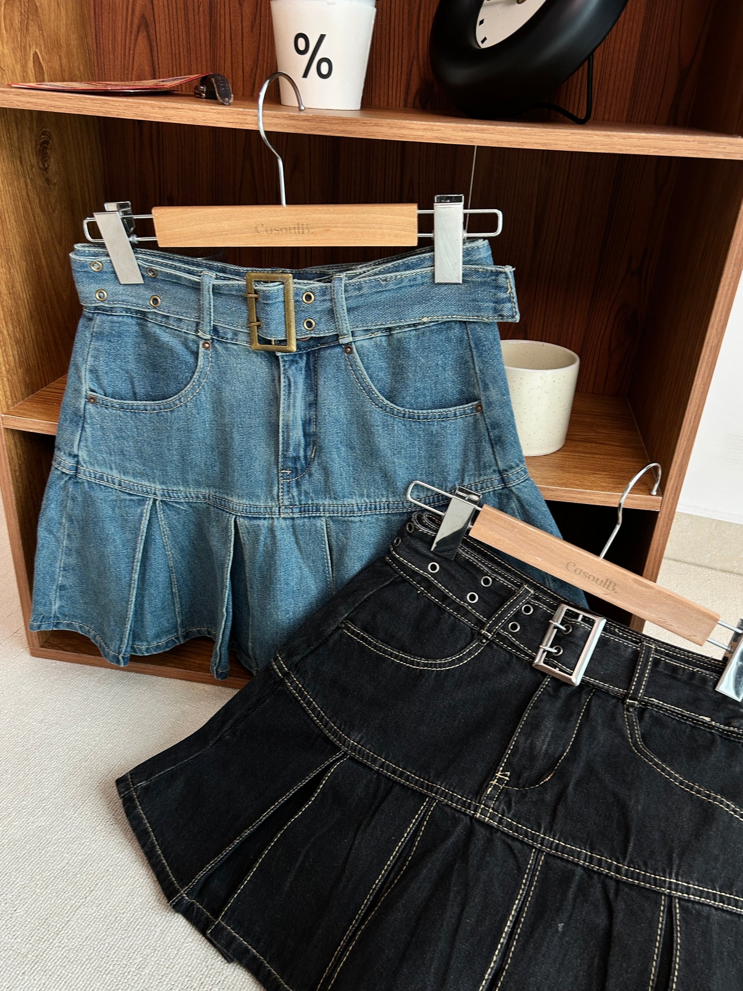 Retro Pleated Jeans Skirt