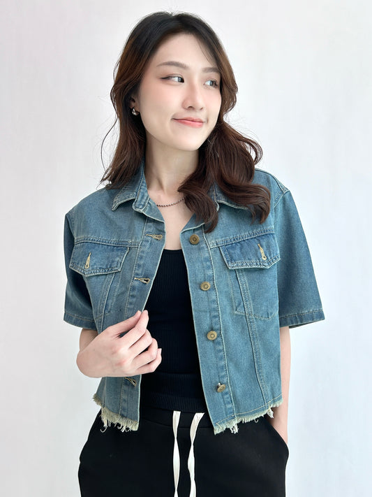 Frayed Crop Jeans Jacket