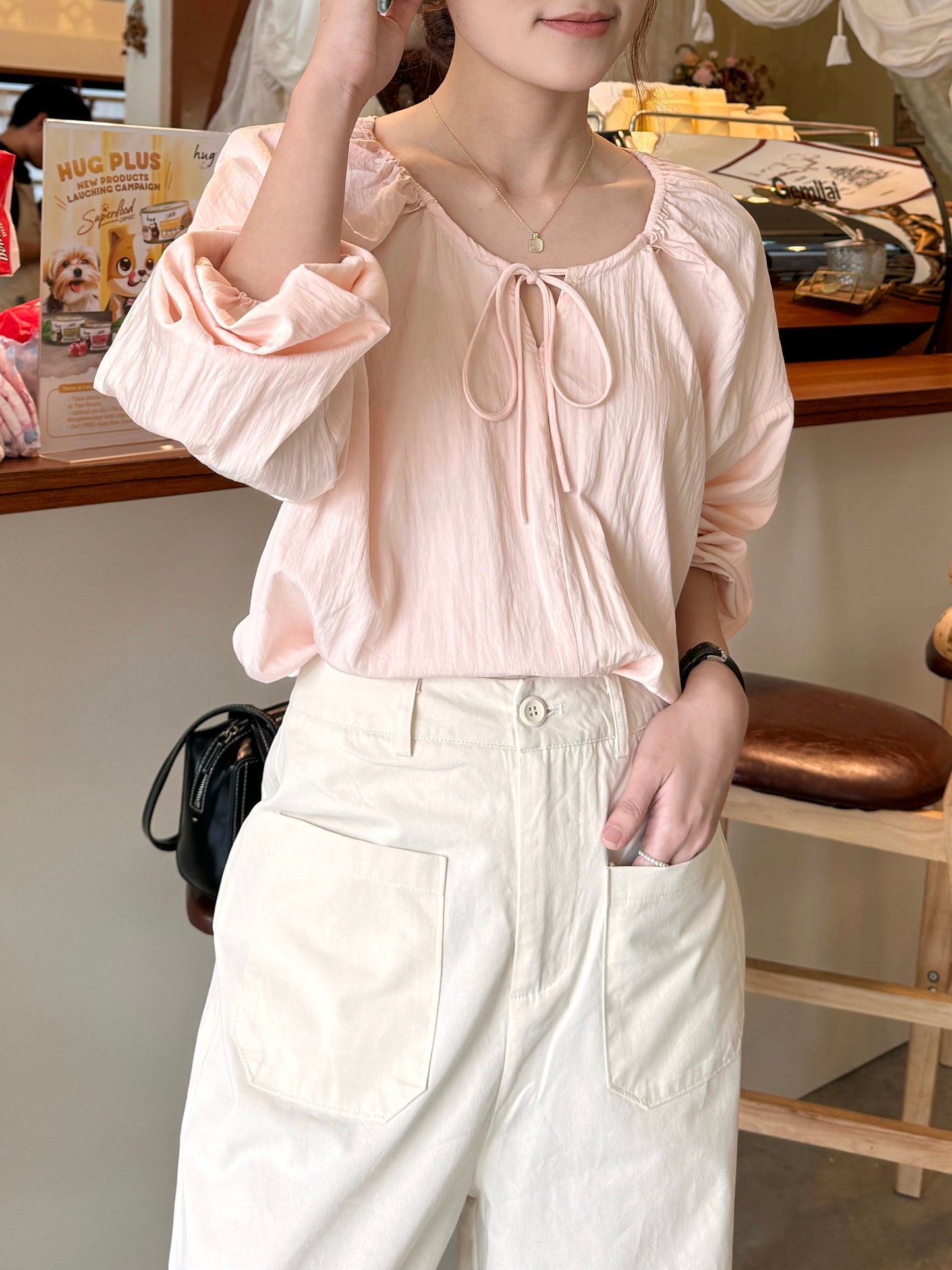 C143 Bowknot France Relaxed Soft Blouse