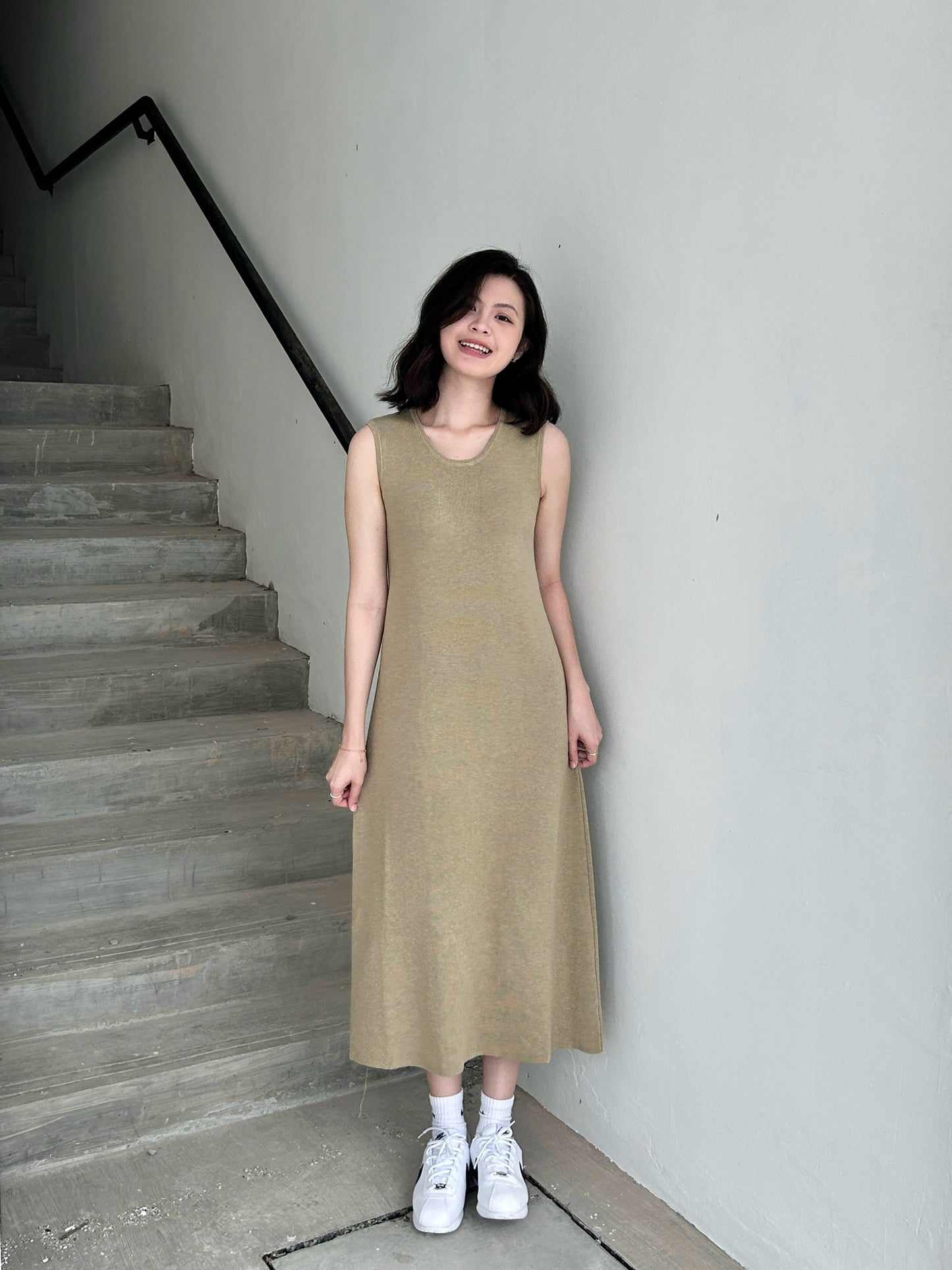 Premium Wide Knit Long Dress