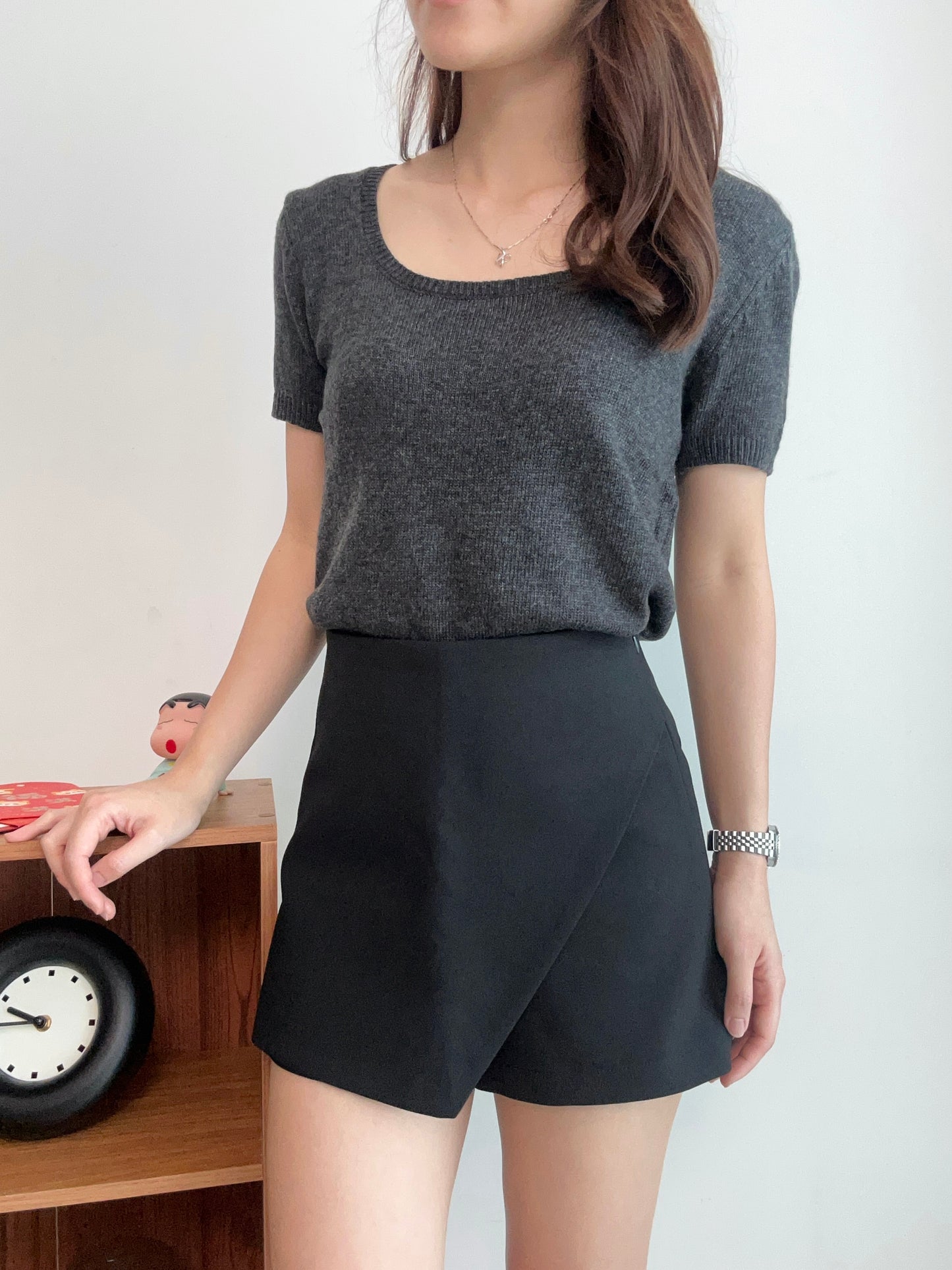 Square Collar Bubble Knit