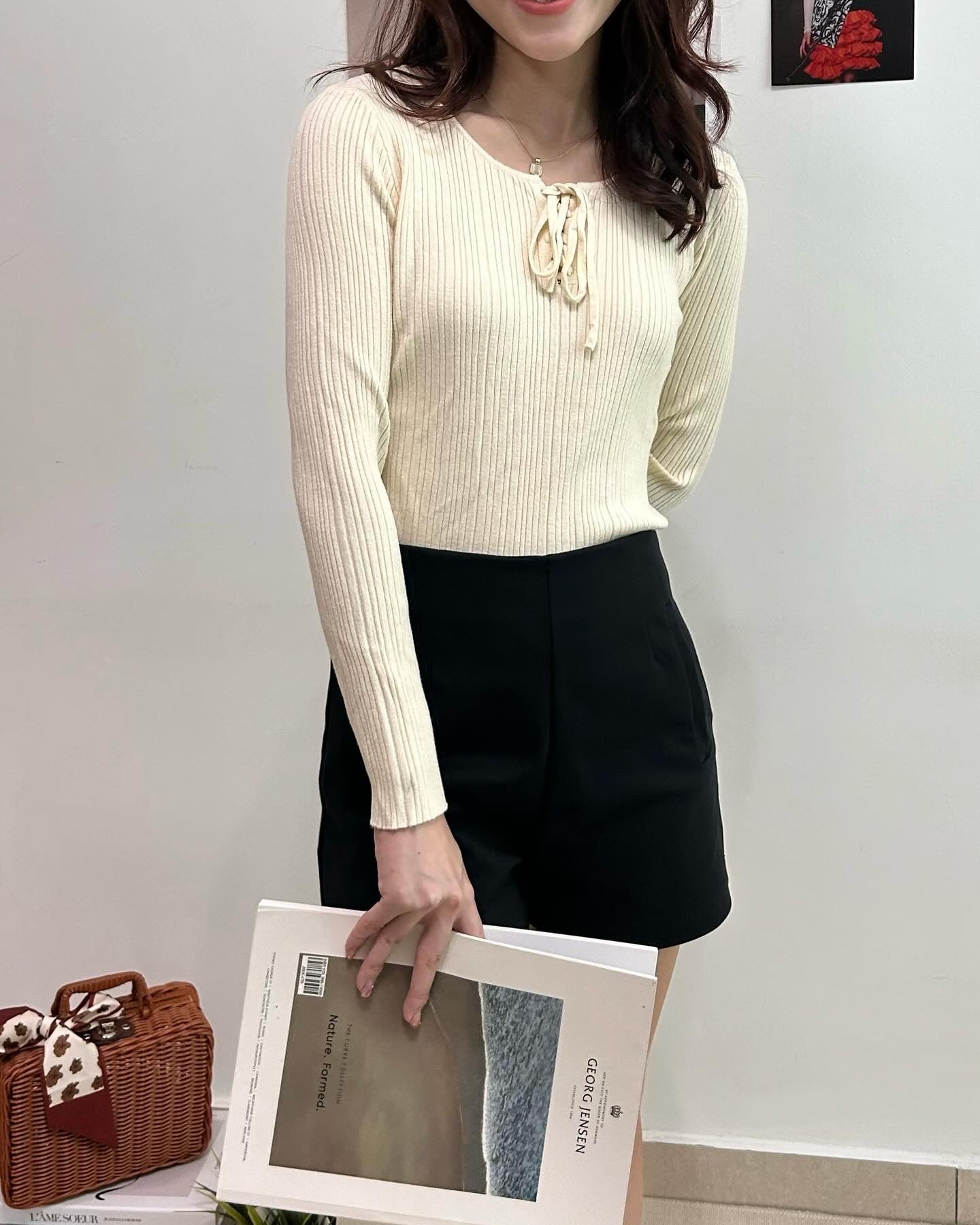 C112 Mini Bowknot Fabric Long-Sleeve